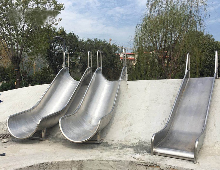 無動(dòng)力公園非標(biāo)半桶不銹鋼滑梯 可定做公園景區(qū)滑梯